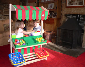 lots of toys, large and small at higher lank farm, child-friendly accommodation in cornwall